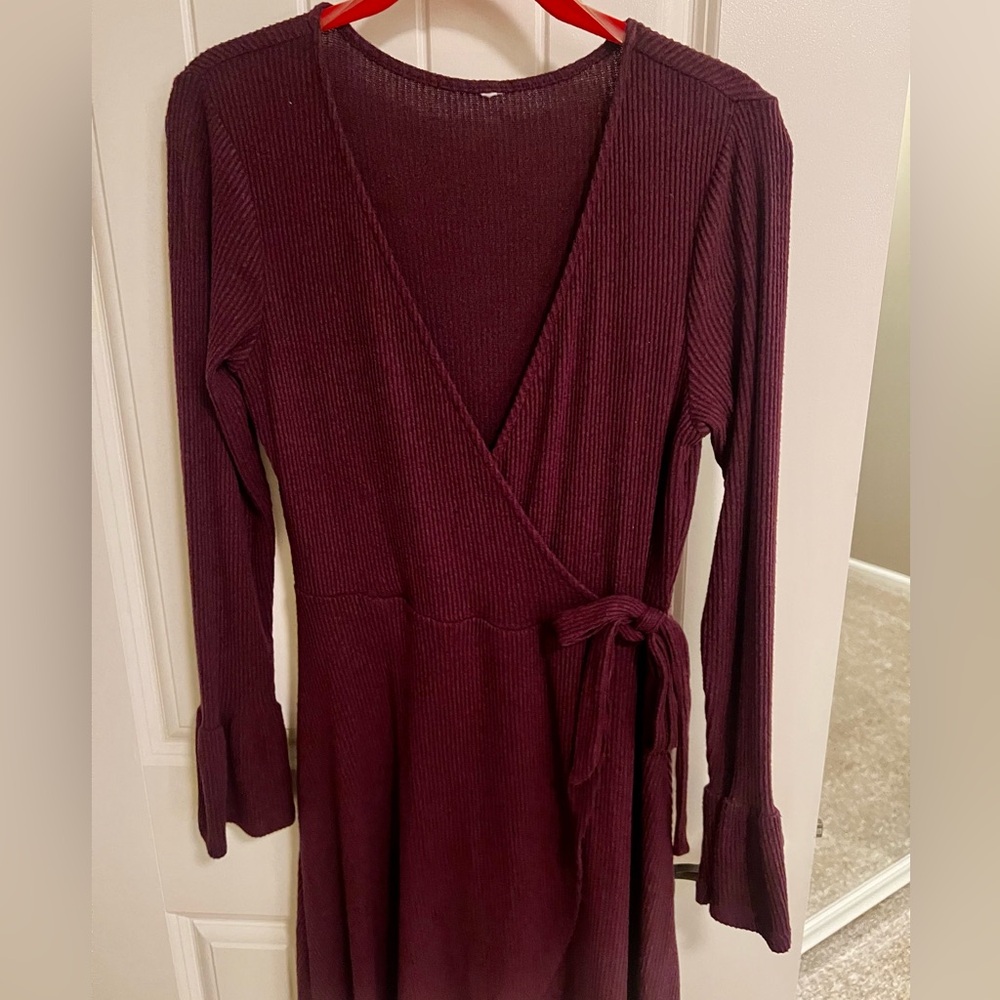 Elegant Burgundy Wrap Dress